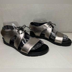 Silver and Black Leather Sandals